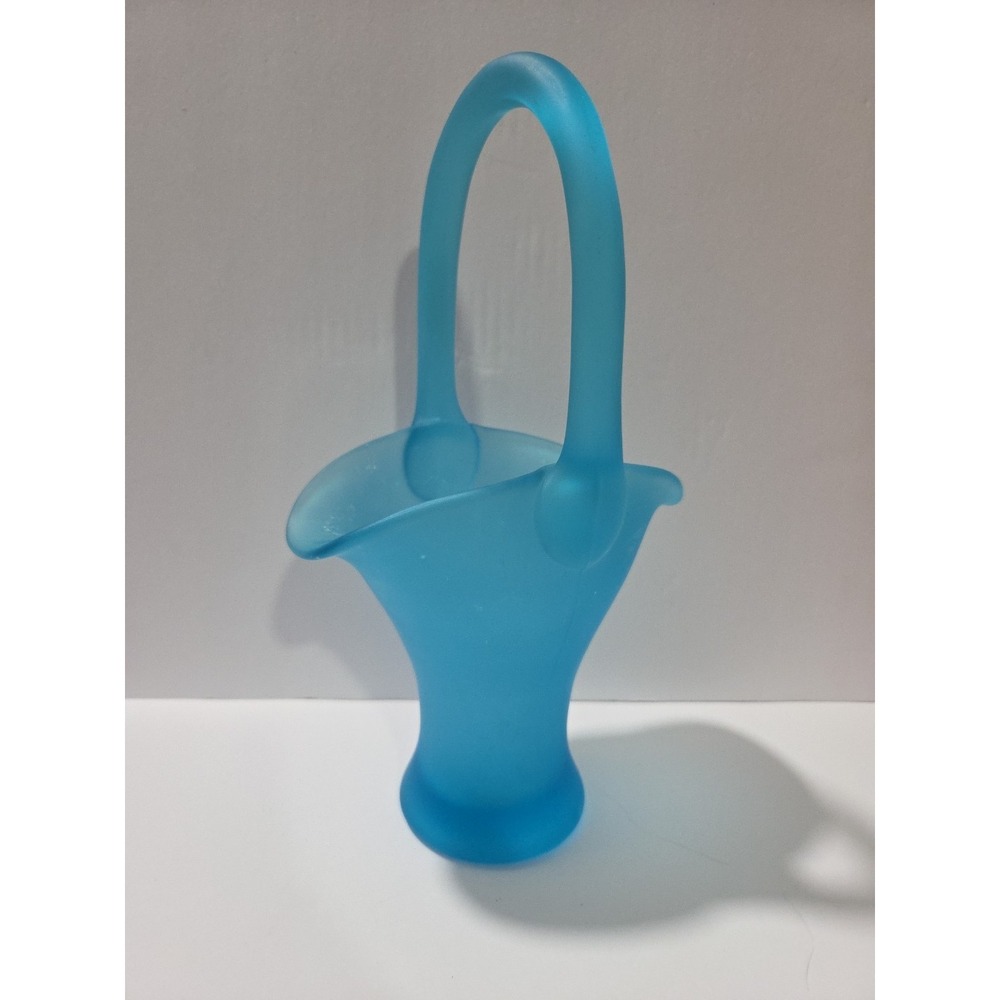 Tiffin Blue Satin 11" Handled Basket